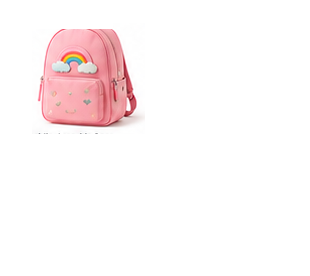 Mochila rosa com arco-íris bordado